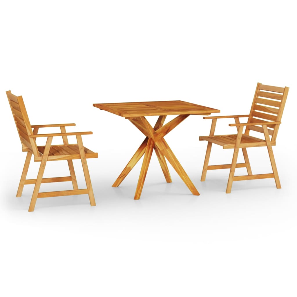 3 Piece Patio Dining Set Solid Wood Acacia