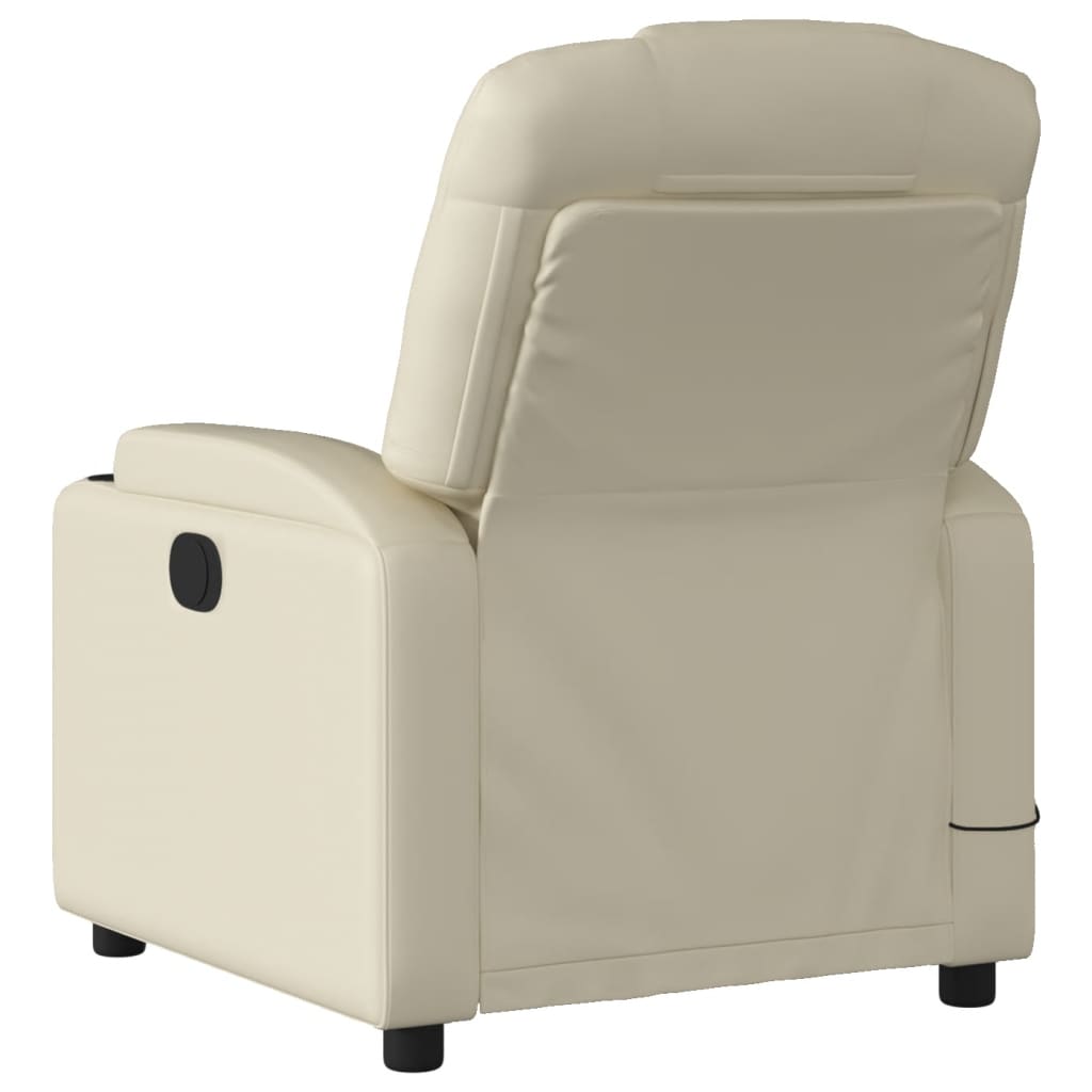 Electric Massage Recliner Chair Cream Faux Leather