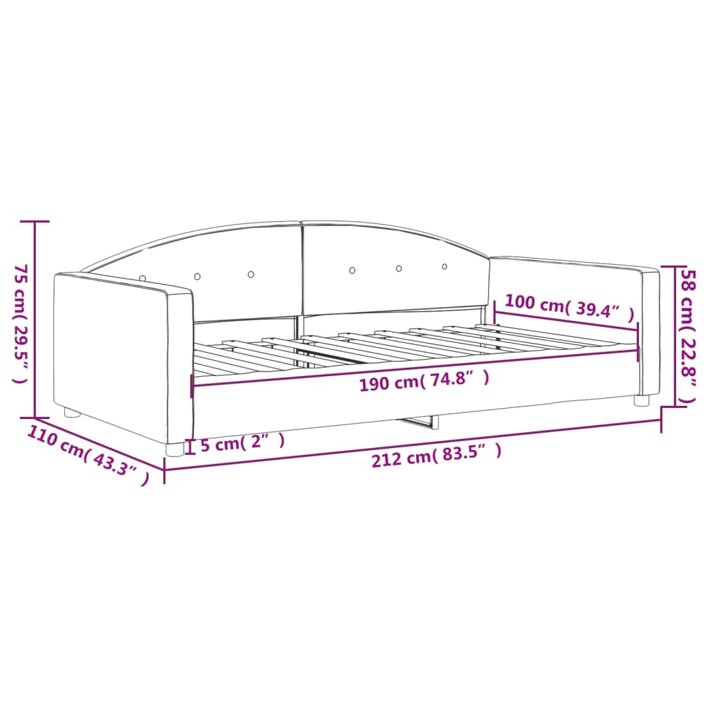 Day Bed without Mattress Light Gray 39.4"x74.8" Velvet