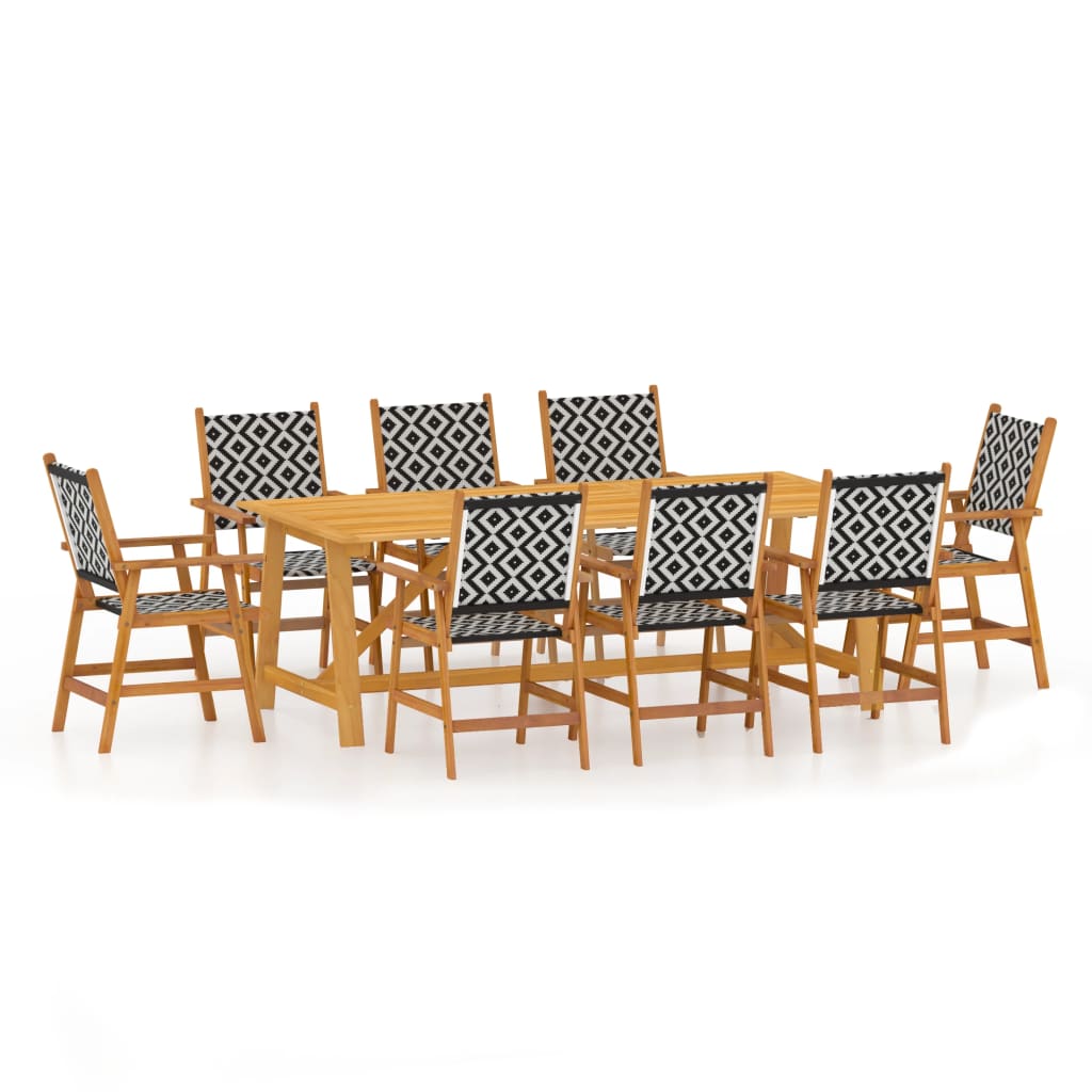 9 Piece Patio Dining Set Solid Acacia Wood