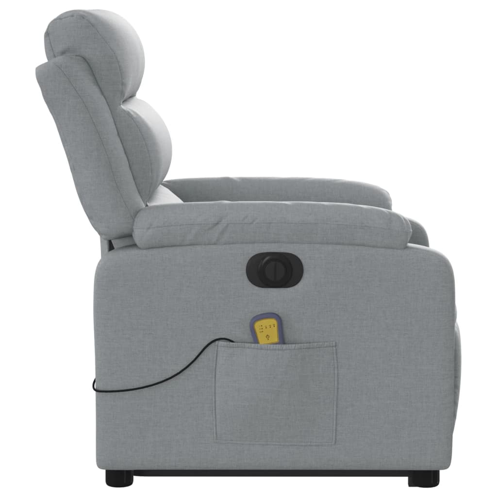 Electric Stand up Massage Recliner Chair Light Gray Fabric