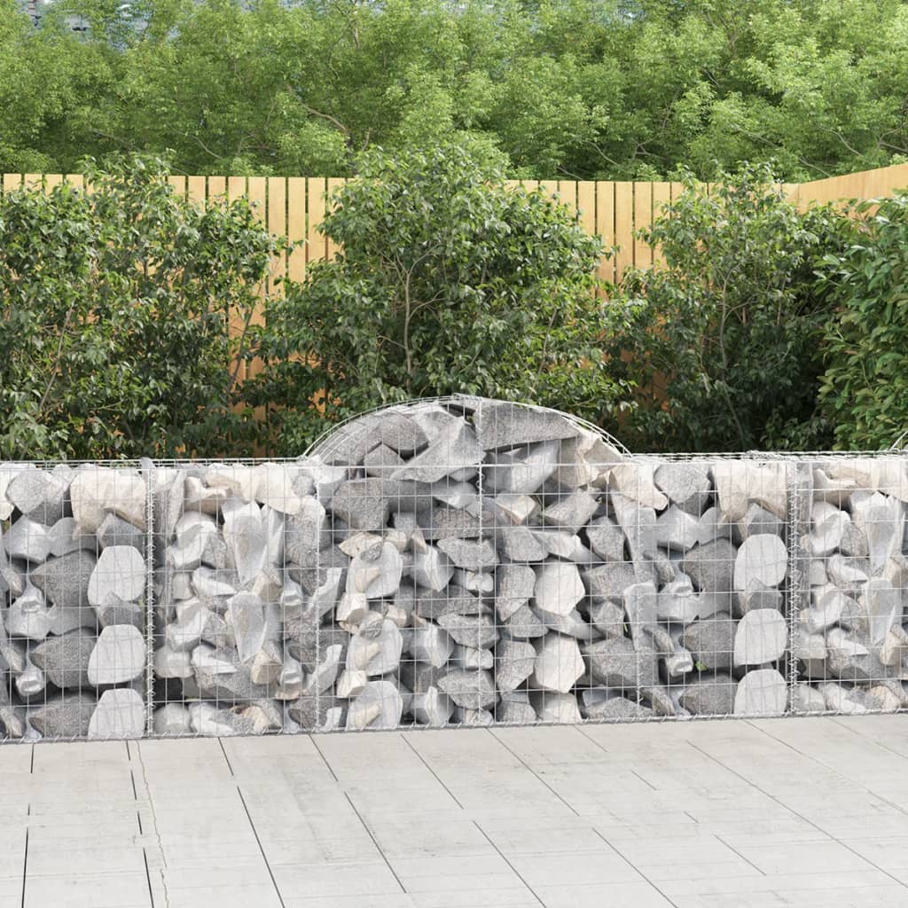 Arched Gabion Baskets 8 pcs 78.7"x19.7"x31.5"/39.4" Galvanized Iron