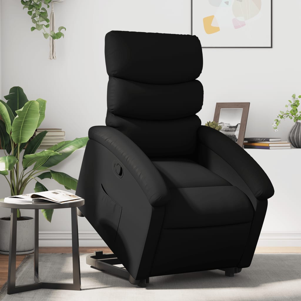 Stand up Recliner Chair Black Faux Leather