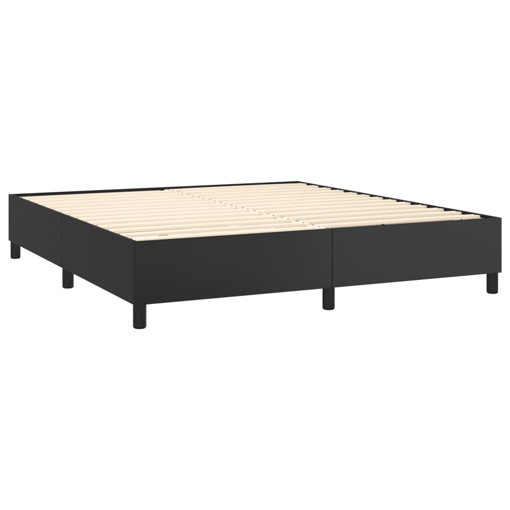 Box Spring Bed with Mattress Black 76"x79.9" King Faux Leather