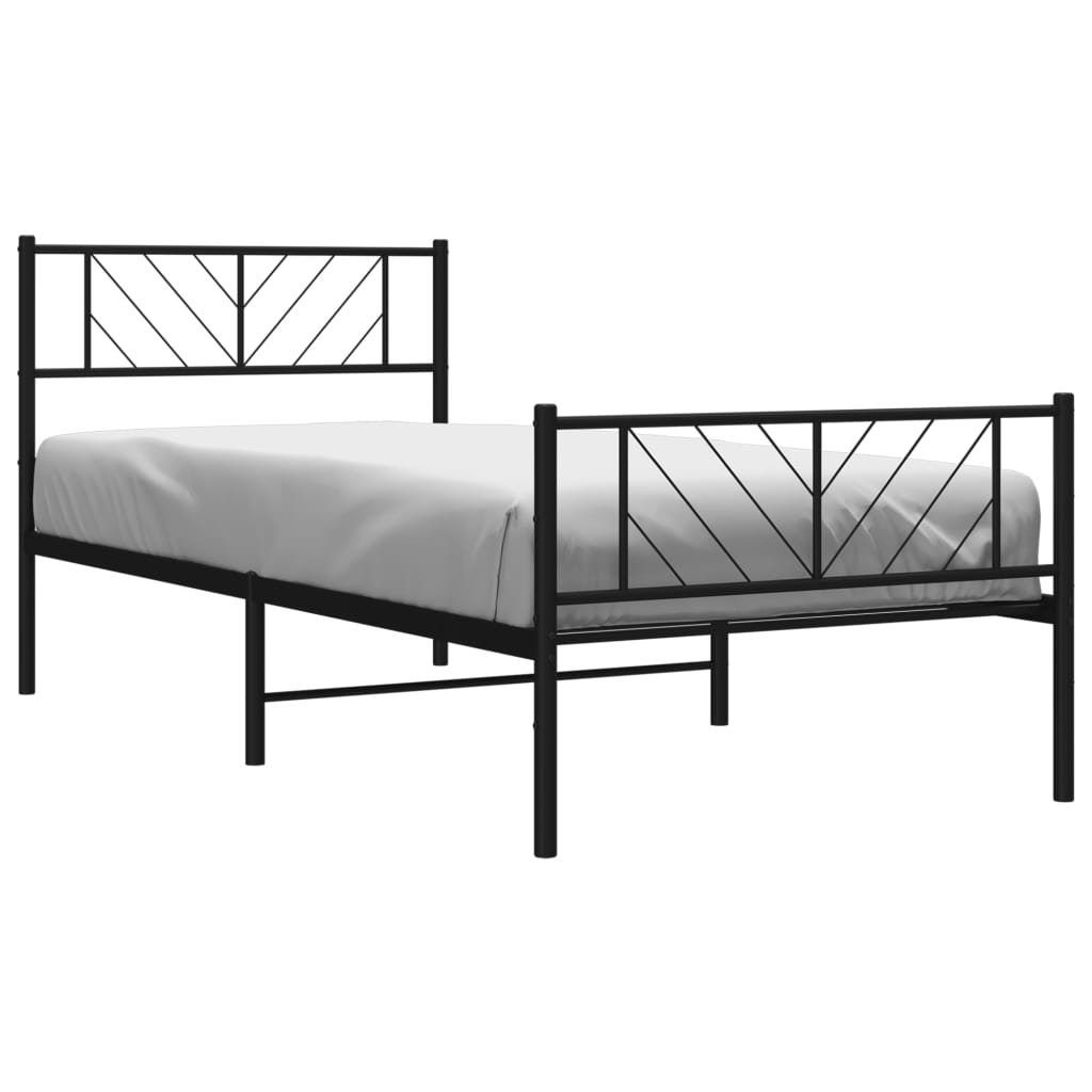 Metal Bed Frame without Mattress with Footboard Black 39.4"x74.8"