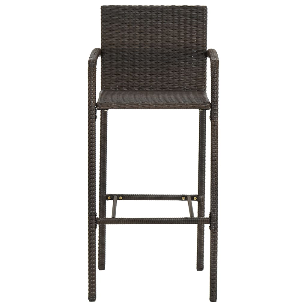 Bar Stools 2 pcs Brown Poly Rattan