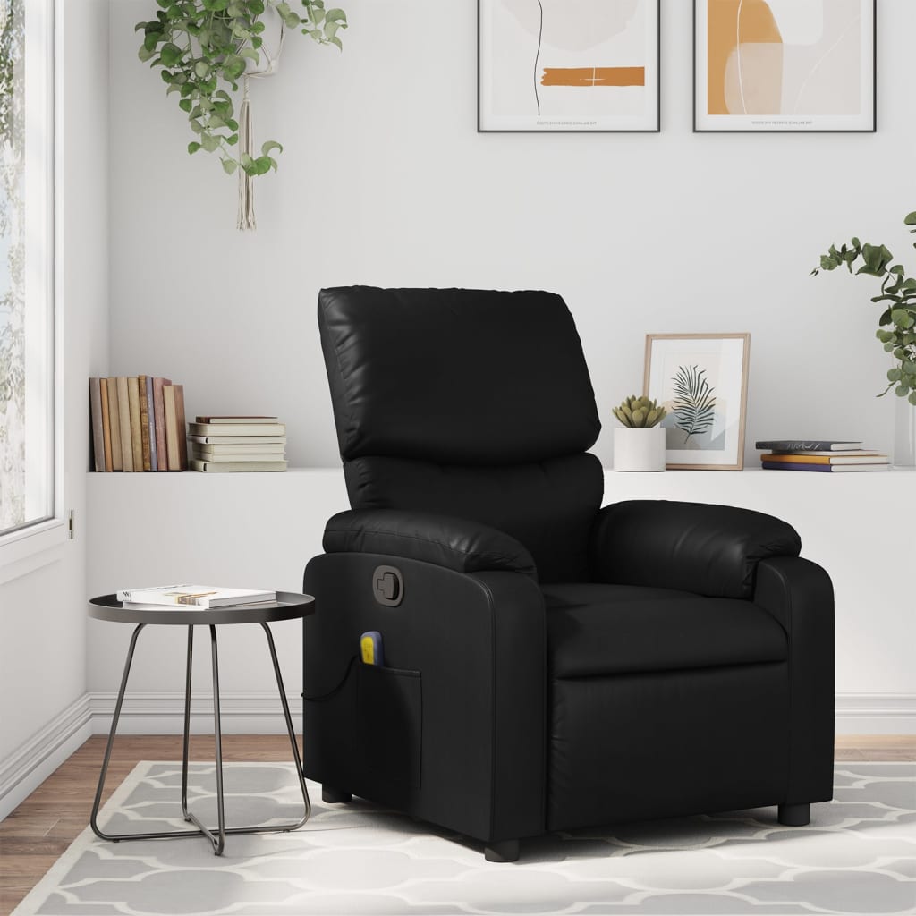 Electric Massage Recliner Chair Cream Faux Leather