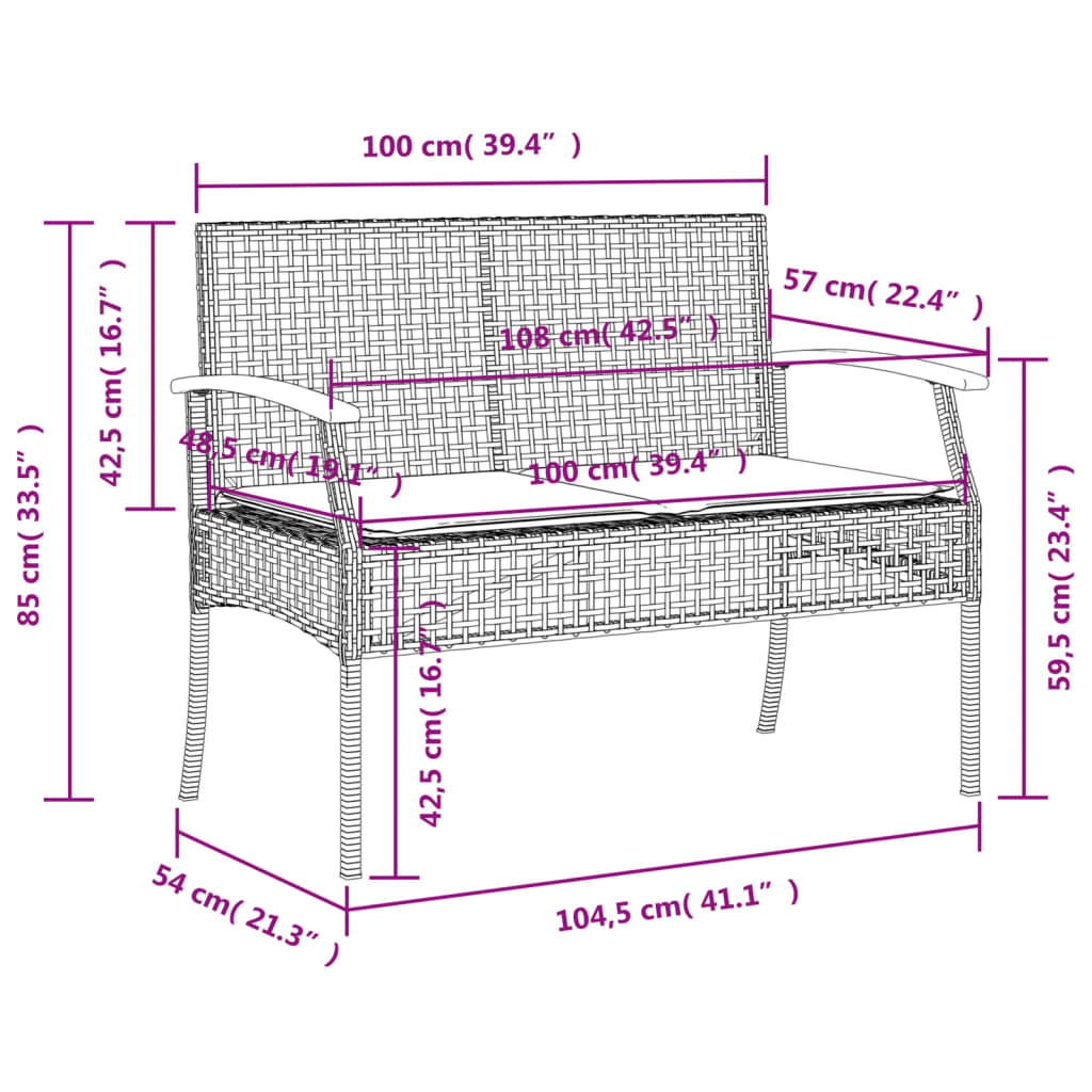 4 Piece Patio Dining Set with Cushions Gray Poly Rattan