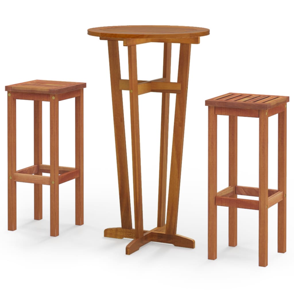 3 Piece Patio Bar Set Solid Wood Acacia