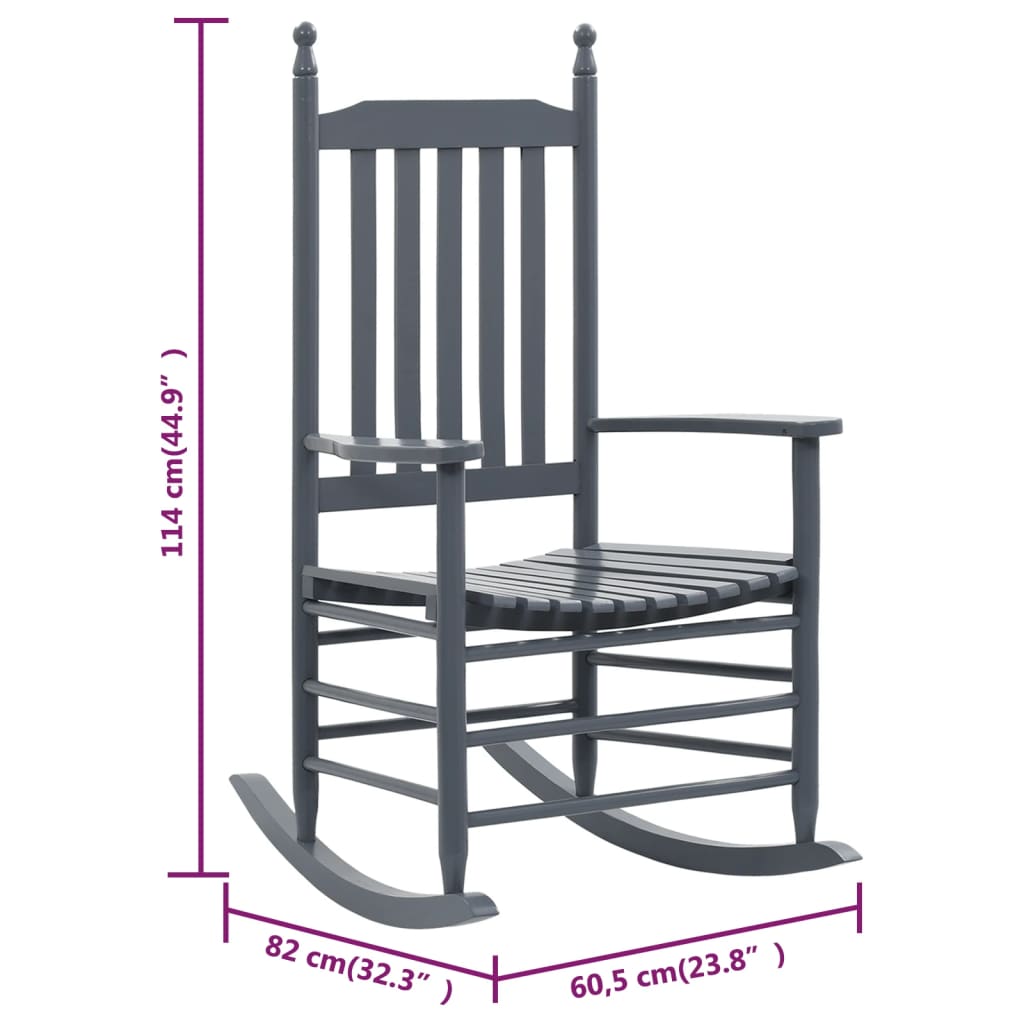 Rocking Chair with Curved Seat Gray Poplar Wood