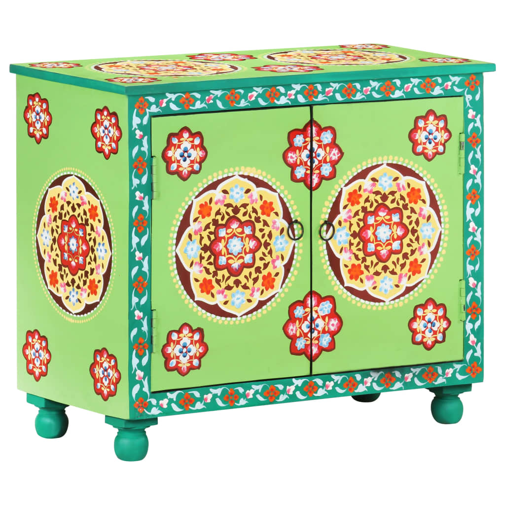 Hand Painted Sideboard Multicolor 27.6"x13.8"x23.6" Solid Mango Wood