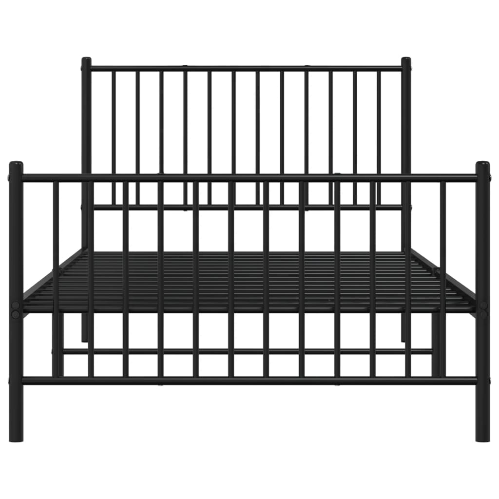 Metal Bed Frame without Mattress with Footboard Black 39.4"x78.7"