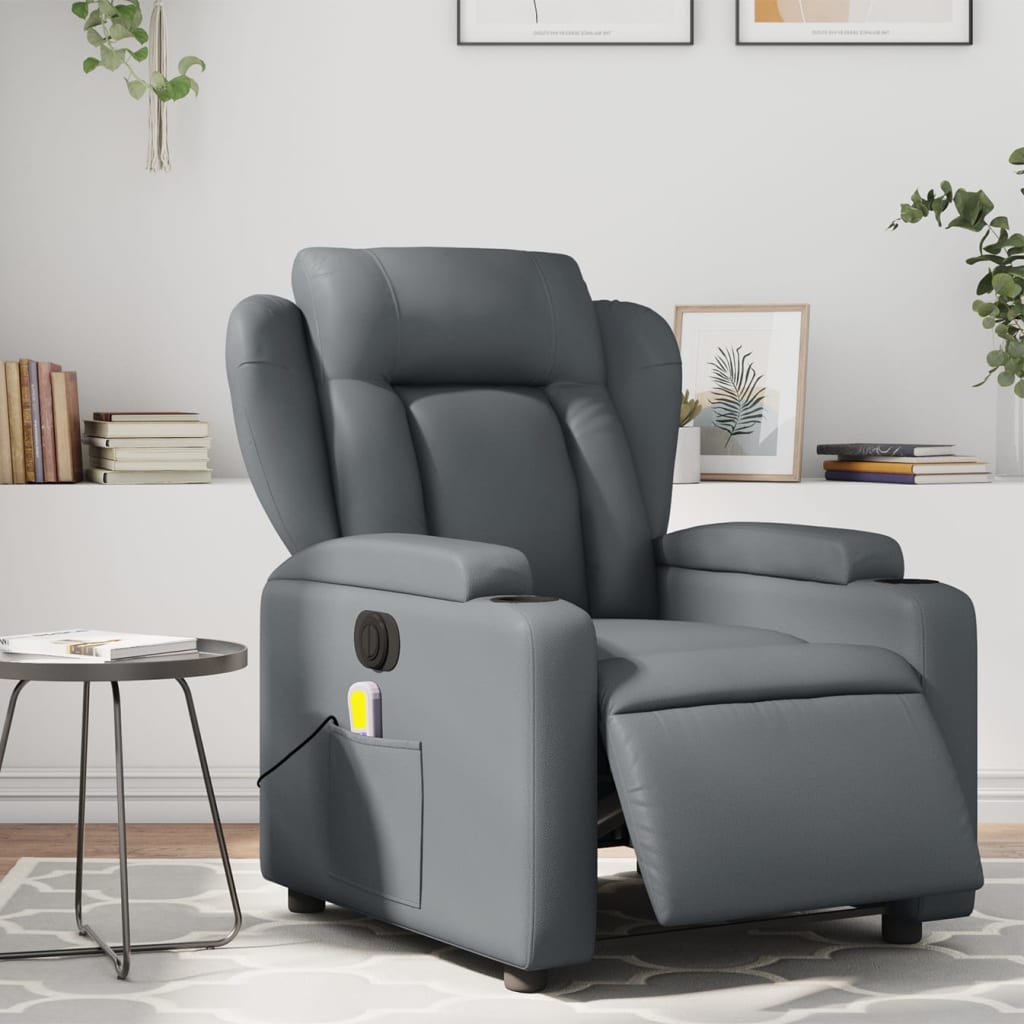 Massage Recliner Chair Black Faux Leather