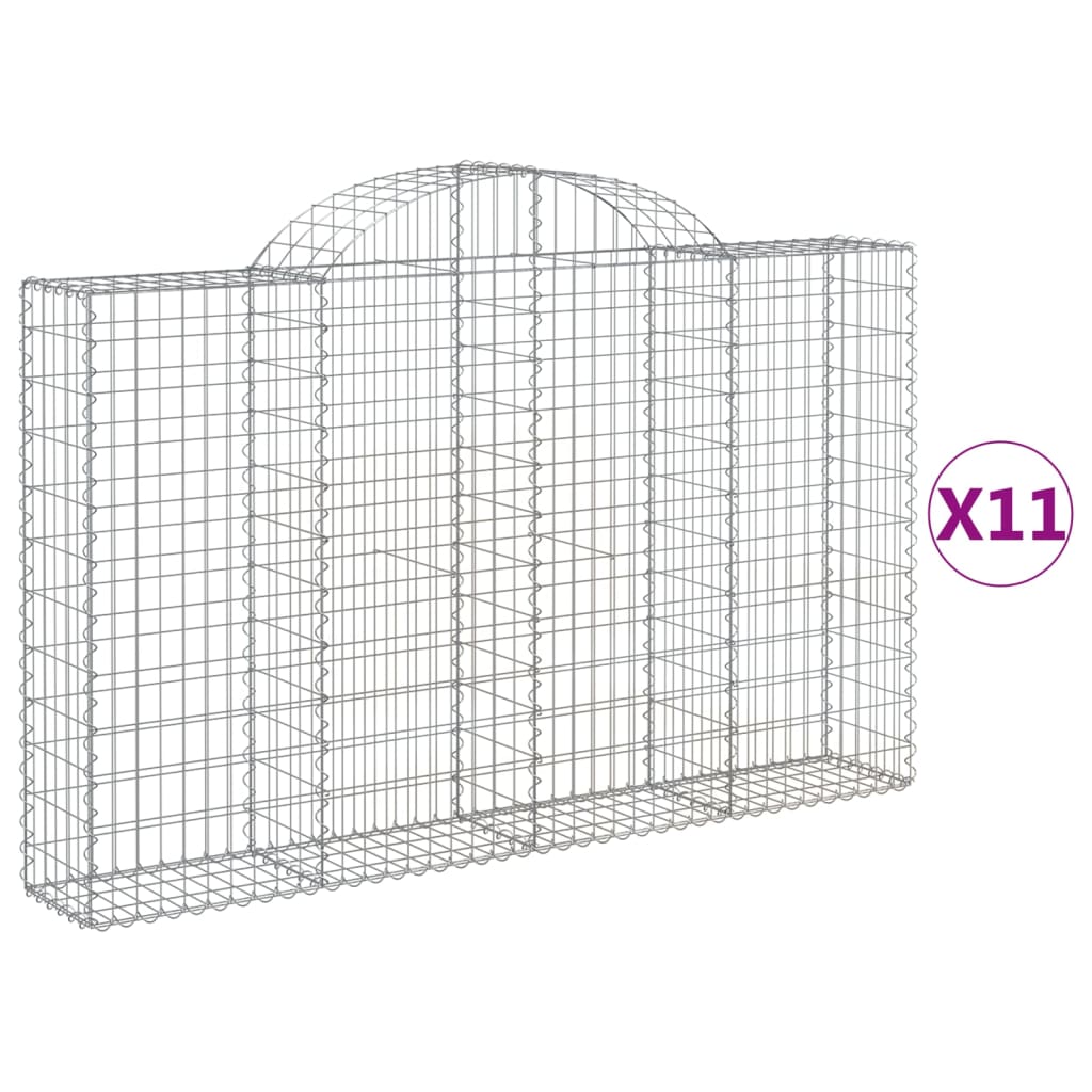 Arched Gabion Baskets 11 pcs 78.7"x11.8"x47.2"/55.1" Galvanized Iron