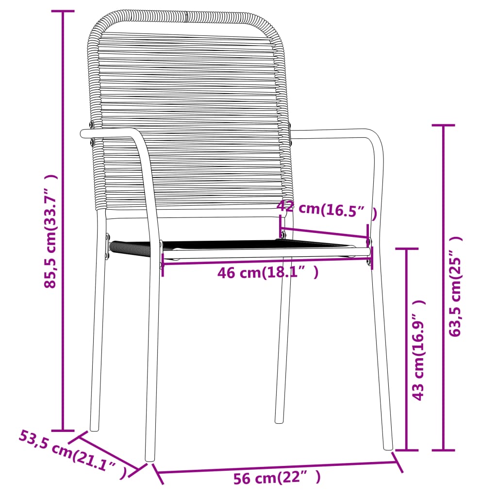 3 Piece Patio Dining Set Black