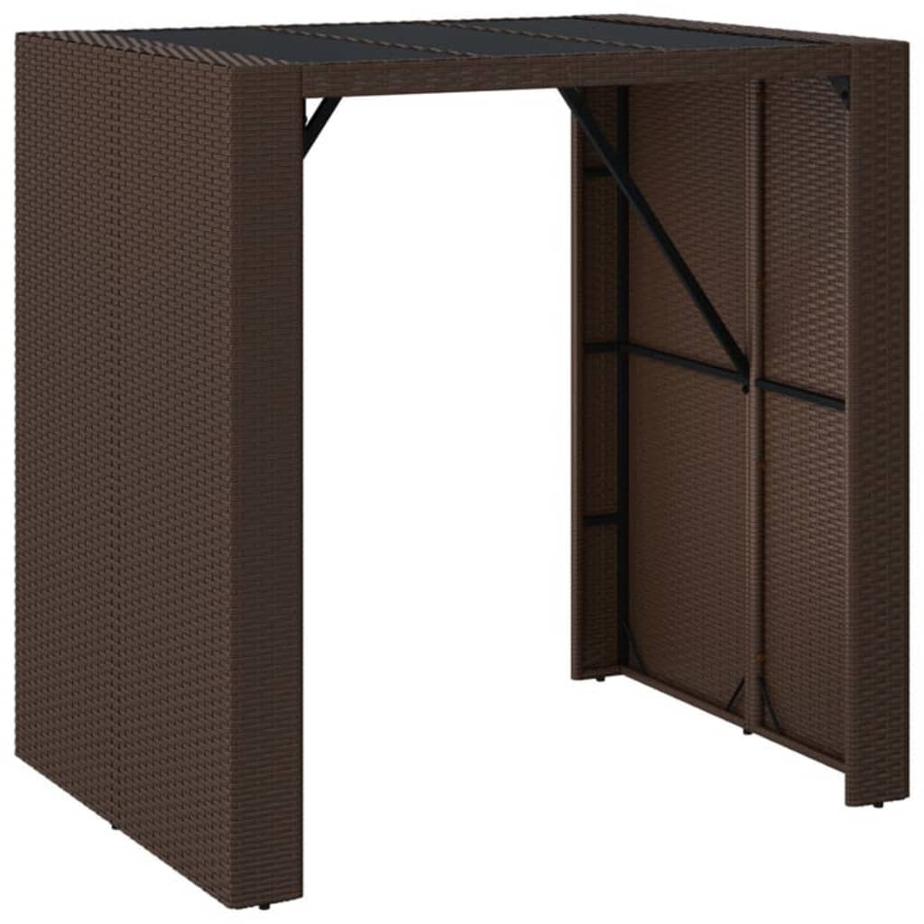 5 Piece Patio Bar Set Brown Poly Rattan