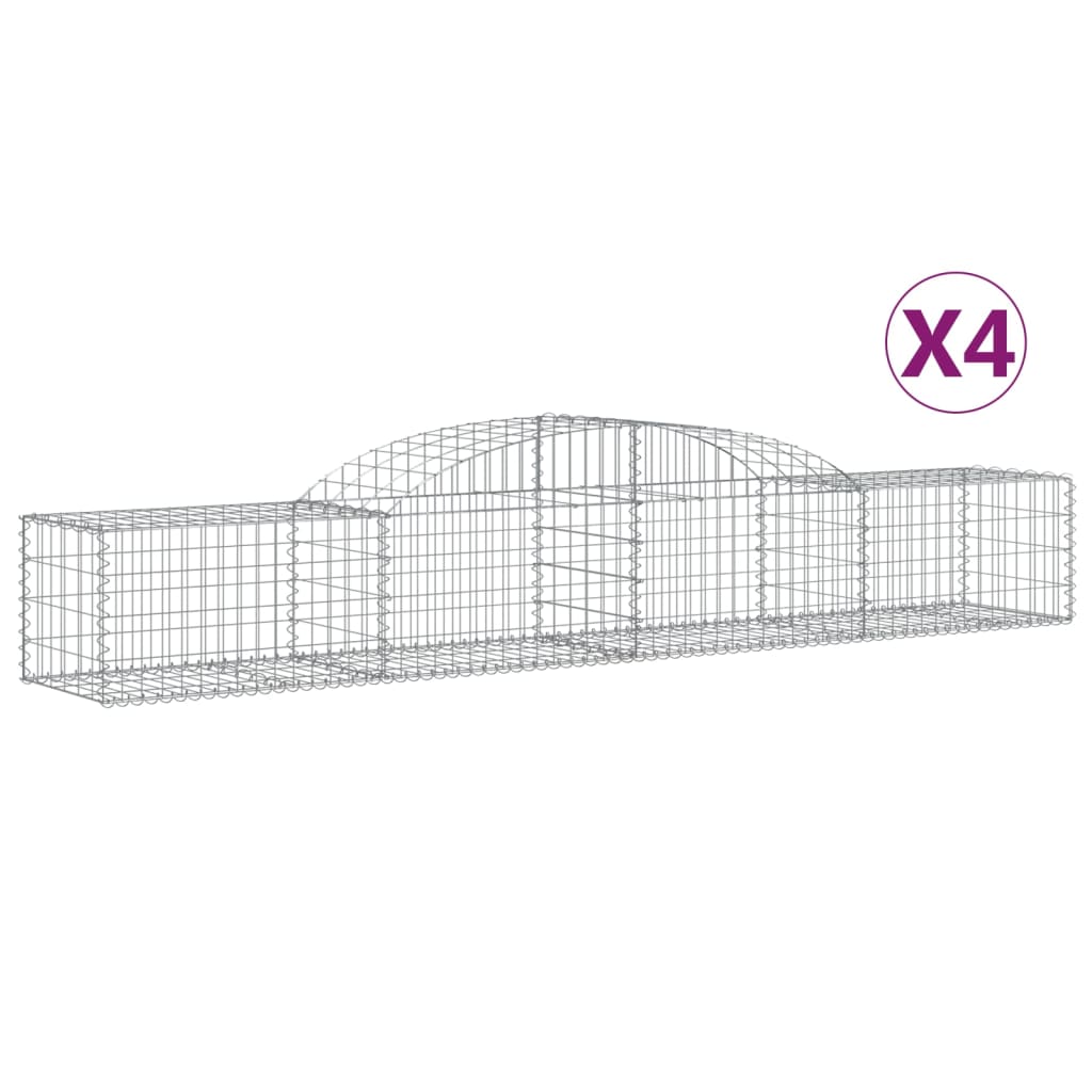 Arched Gabion Baskets 4 pcs 118.1"x19.7"x15.7"/23.6" Galvanized Iron