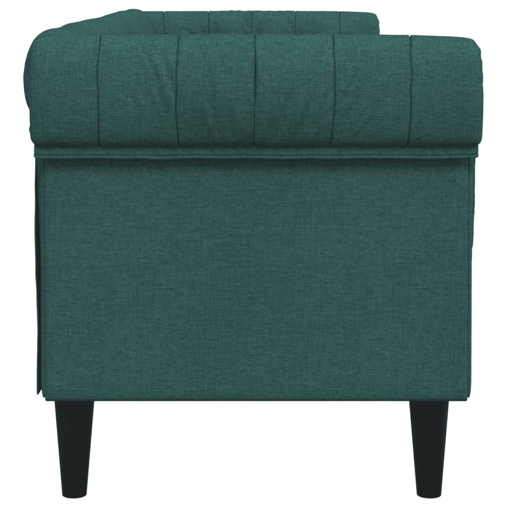 Chesterfield Sofa 3-Seater Dark Green Fabric