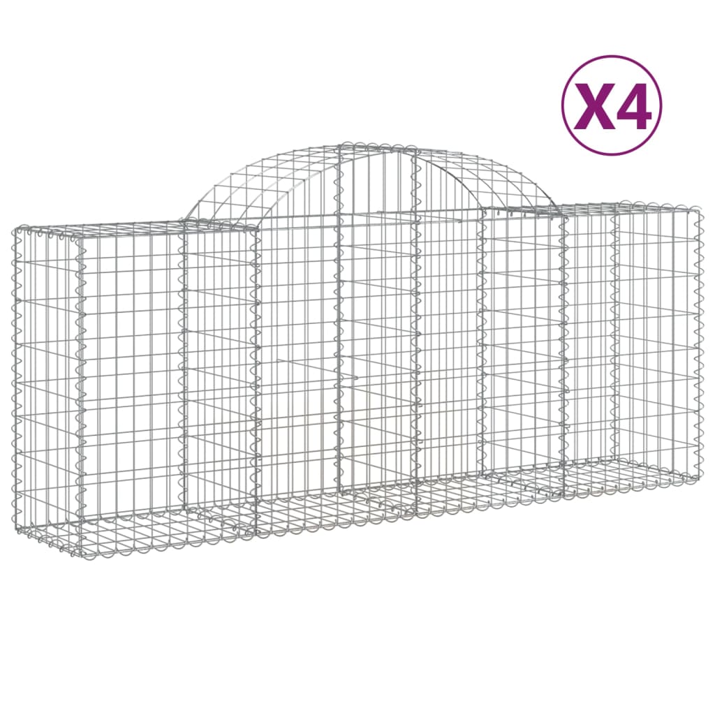 Arched Gabion Baskets 4 pcs 78.7"x19.7"x31.5"/39.4" Galvanized Iron