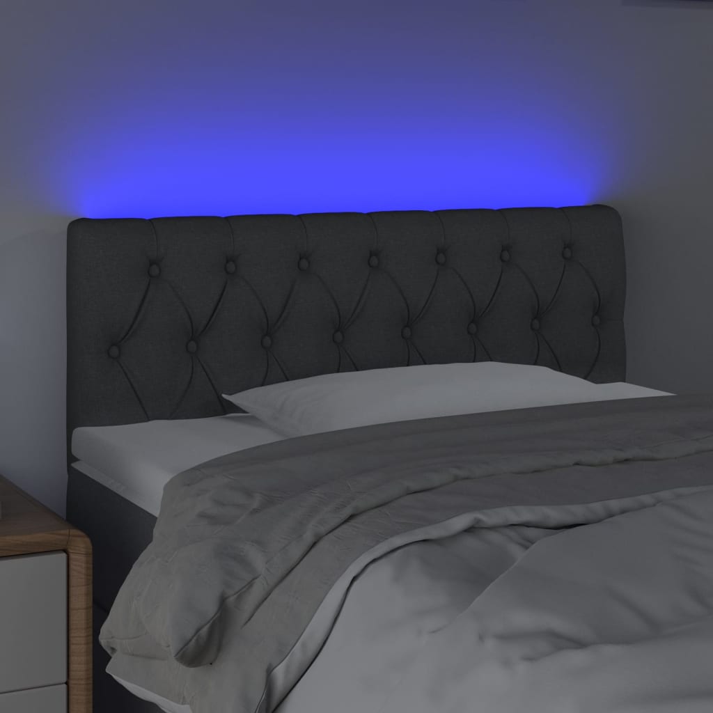 LED Headboard Dark Gray 39.4"x2.8"x30.7"/34.6" Fabric