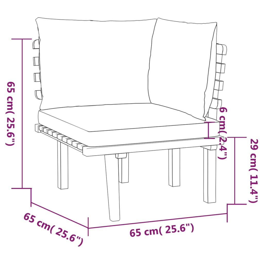 5 Piece Patio Lounge Set with Cushions Solid Acacia Wood