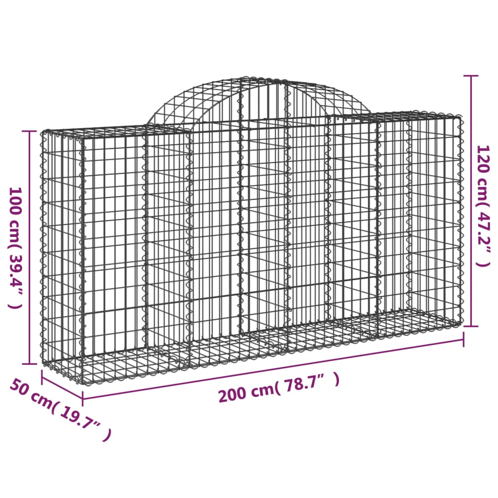 Arched Gabion Baskets 5 pcs 78.7"x19.7"x39.4"/47.2" Galvanized Iron