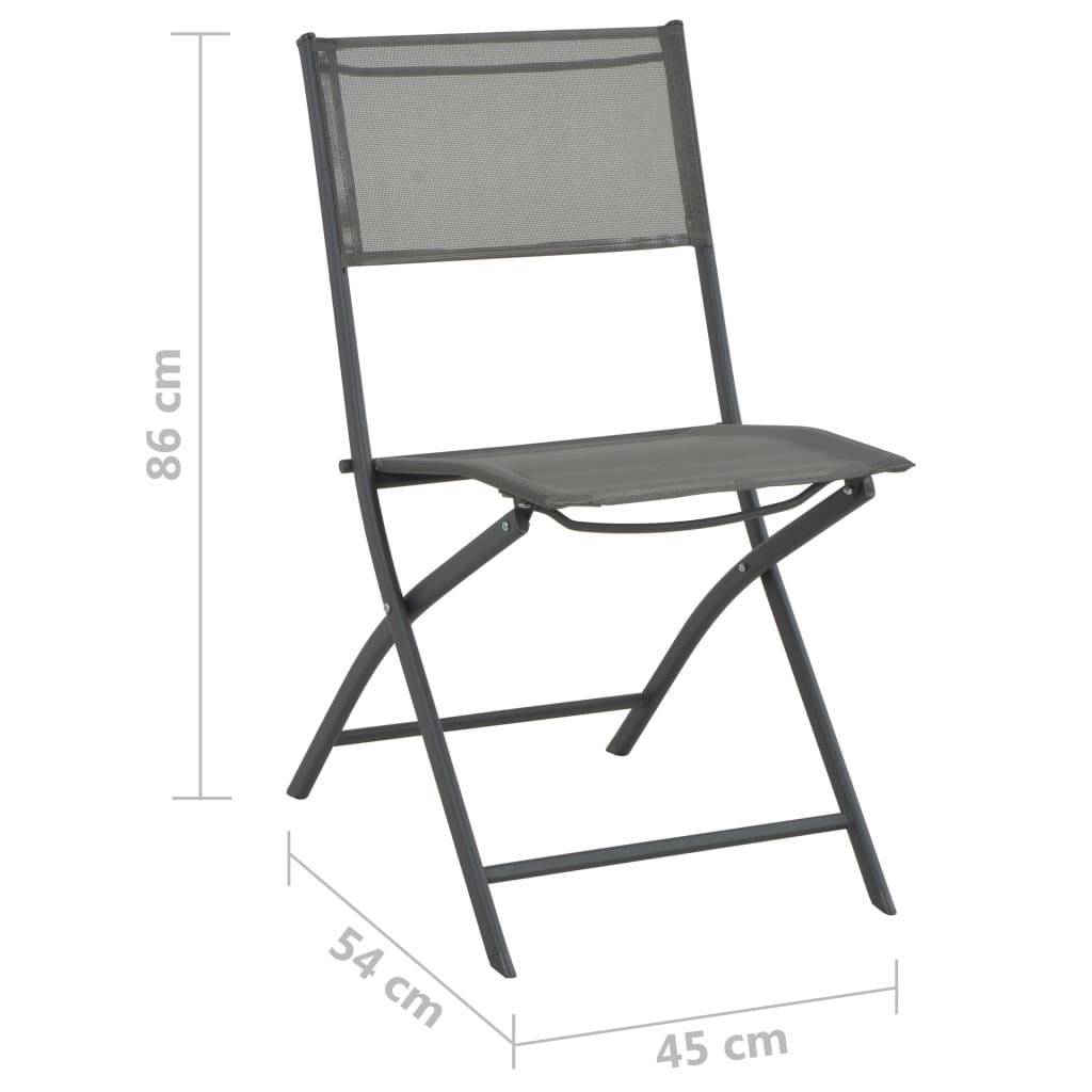 Folding Patio Chairs 4 pcs Gray Steel and Textilene