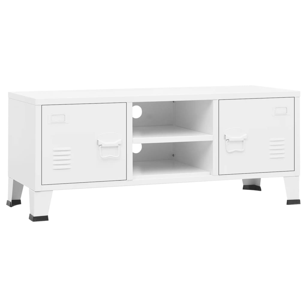 Industrial TV Stand White 41.3"x13.8"x16.5" Metal