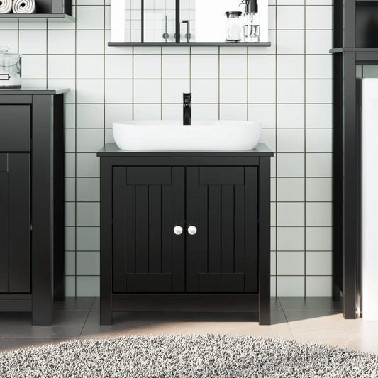 Bathroom Sink Cabinet BERG Black 23.6"x13.4"x23.2" Solid Wood Pine