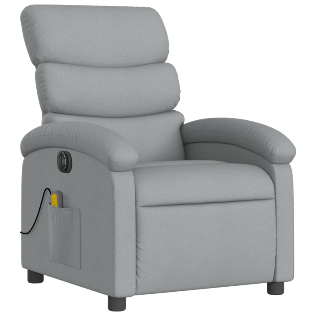 Electric Massage Recliner Chair Light Gray Fabric