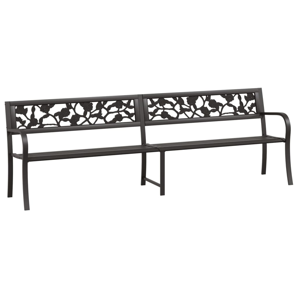 Twin Patio Bench 96.9" Black Steel