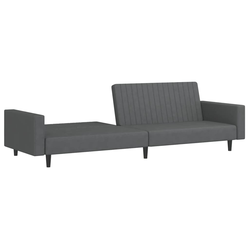 2-Seater Sofa Bed Dark Gray Velvet