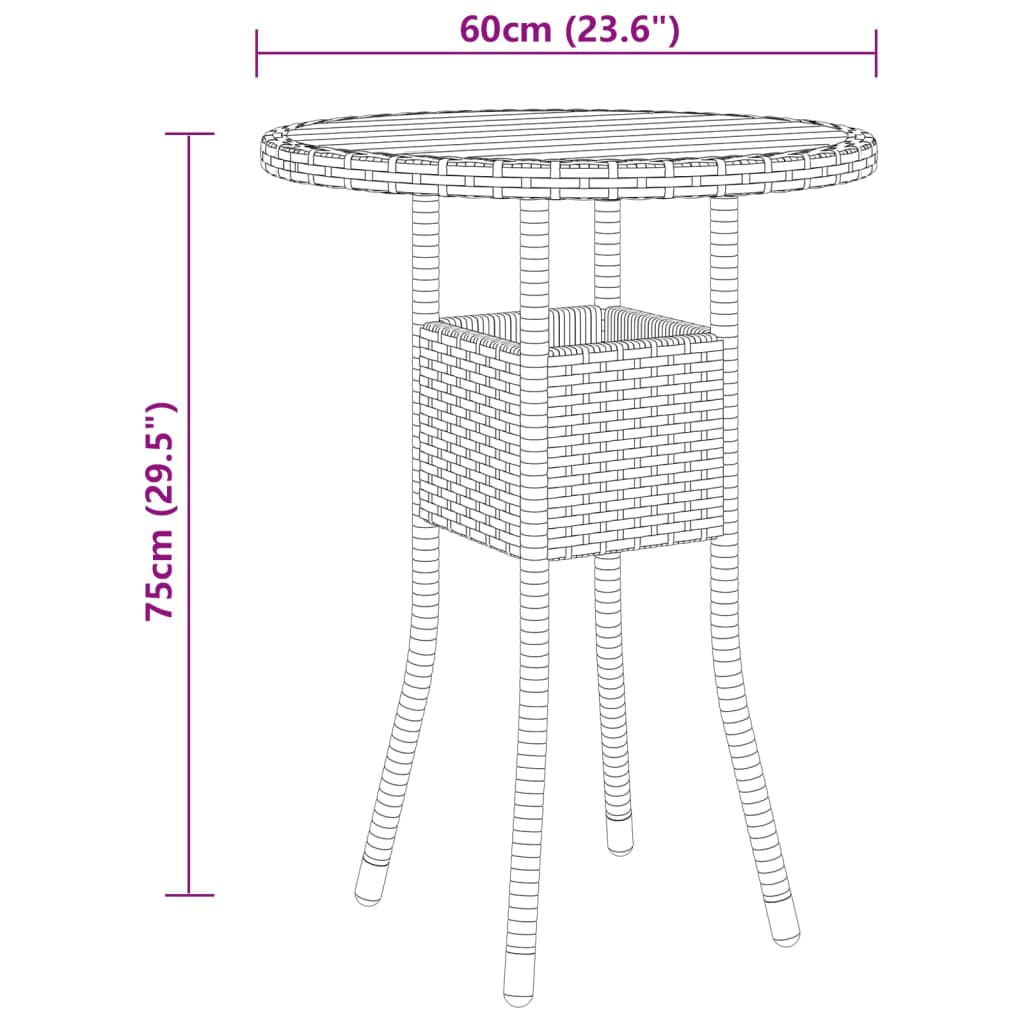 3 Piece Patio Dining Set Poly Rattan Black