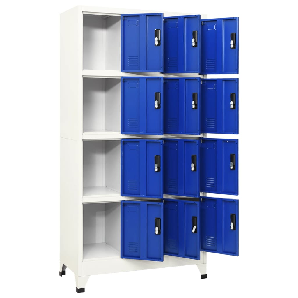 Locker Cabinet Gray and Blue 35.4"x17.7"x70.9" Steel