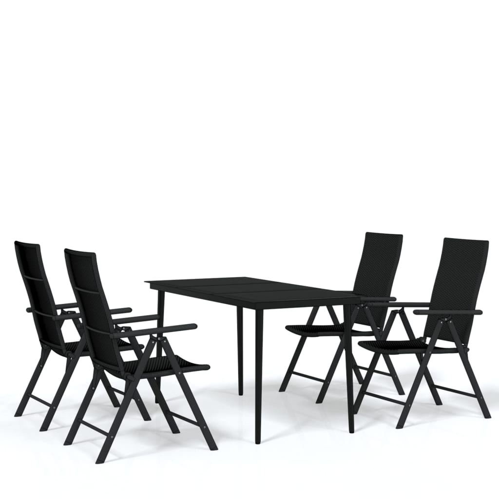 5 Piece Patio Dining Set Black