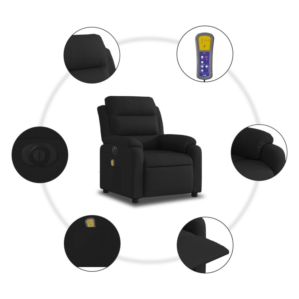 Electric Massage Recliner Chair Black Fabric