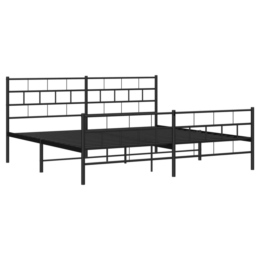 Metal Bed Frame without Mattress with Footboard Black 72"x83.9"