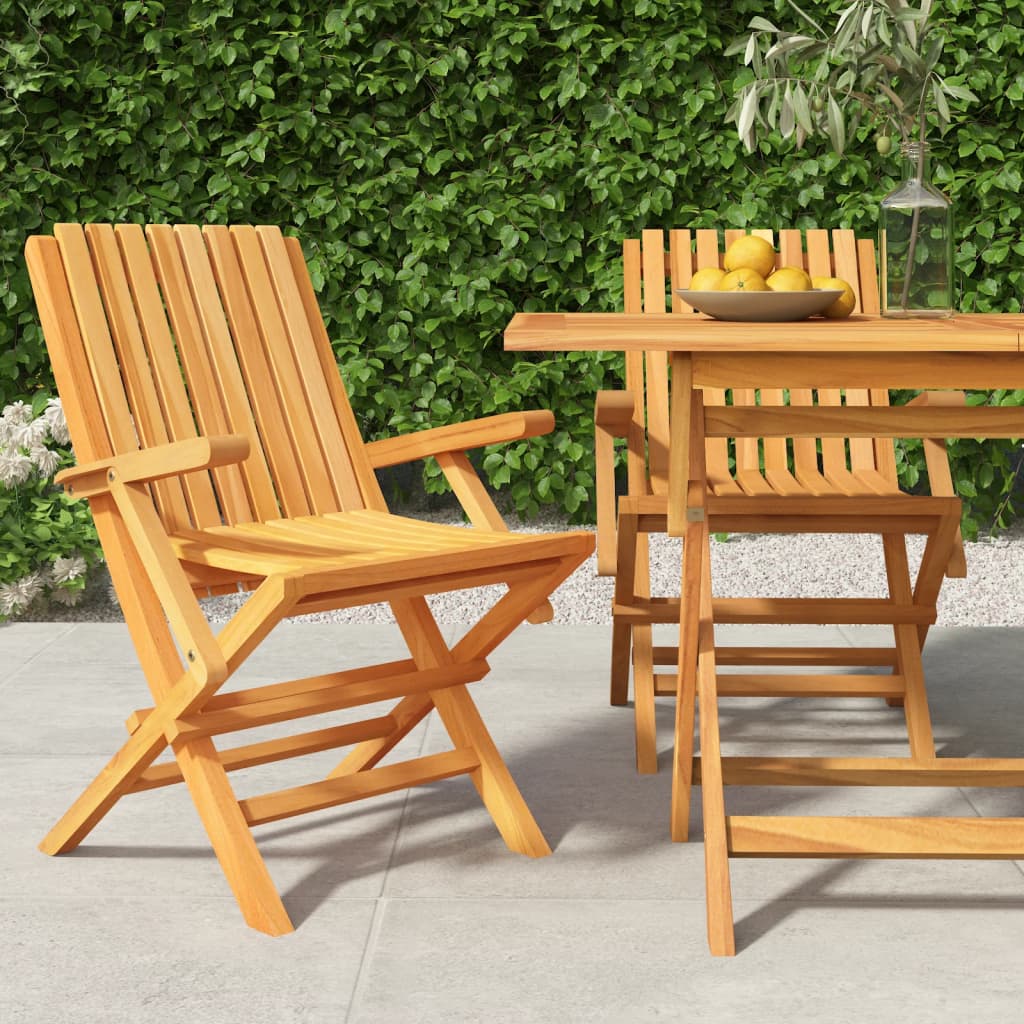 Folding Patio Chairs 2 pcs 24"x26.4"x35.4" Solid Wood Teak