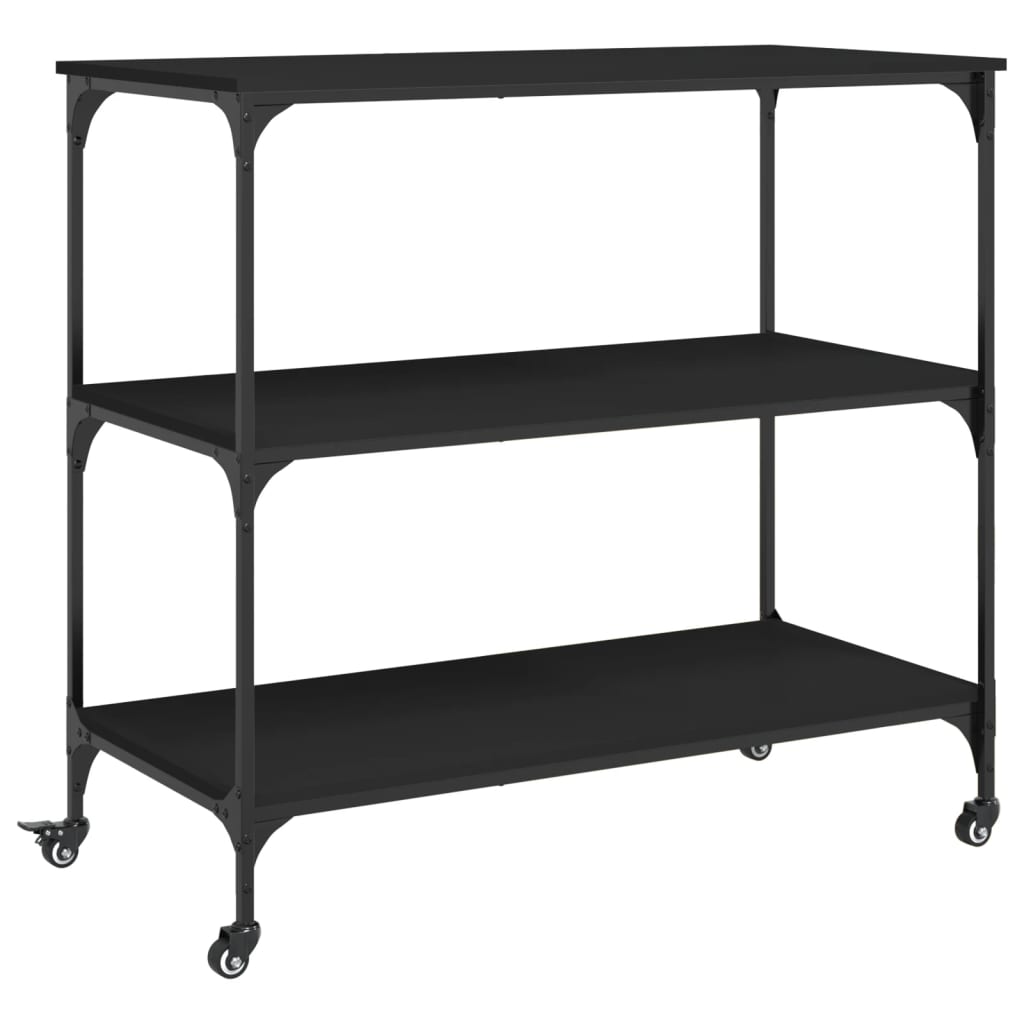 Kitchen Trolley Black 40.2"x19.7"x37.4" Engineered Wood