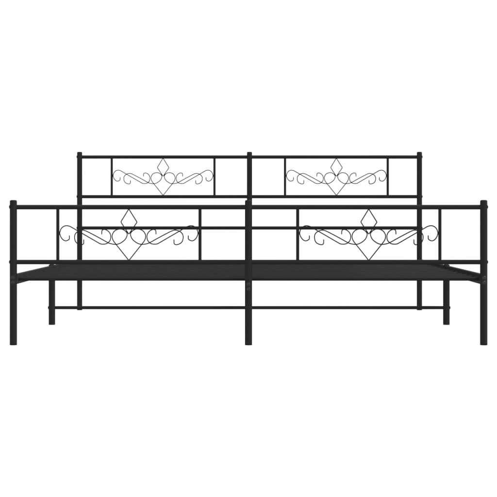 Metal Bed Frame without Mattress with Footboard Black 72"x83.9"