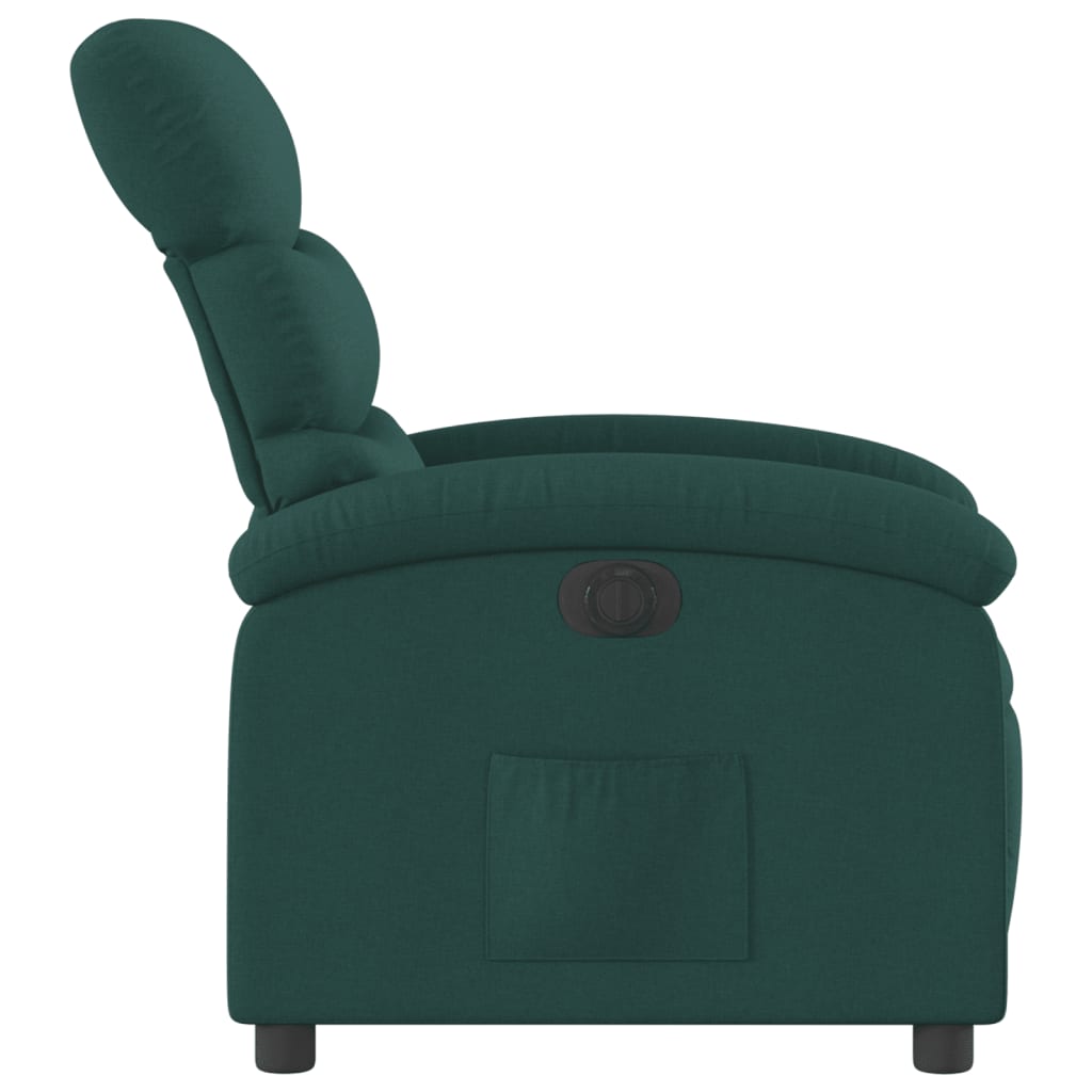 Electric Recliner Chair Dark Green Fabric