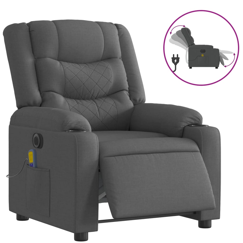 Electric Massage Recliner Chair Dark Gray Fabric