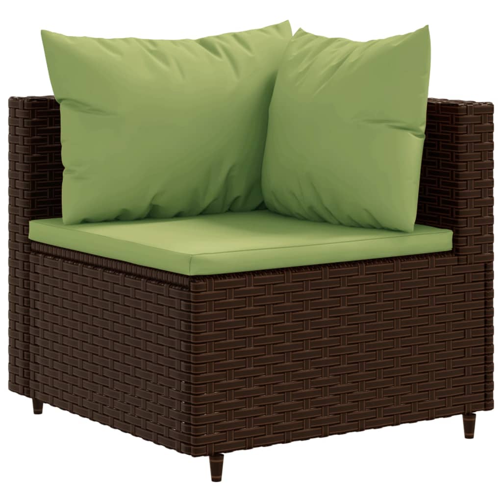 6 Piece Patio Lounge Set with Cushions Brown Poly Rattan