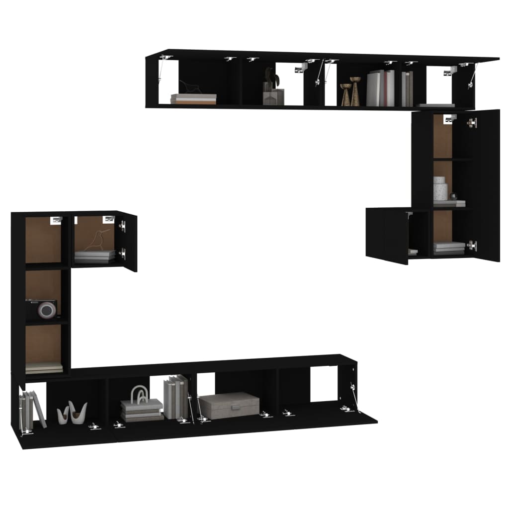 Wall-mounted TV Stand Black Engineered Wood