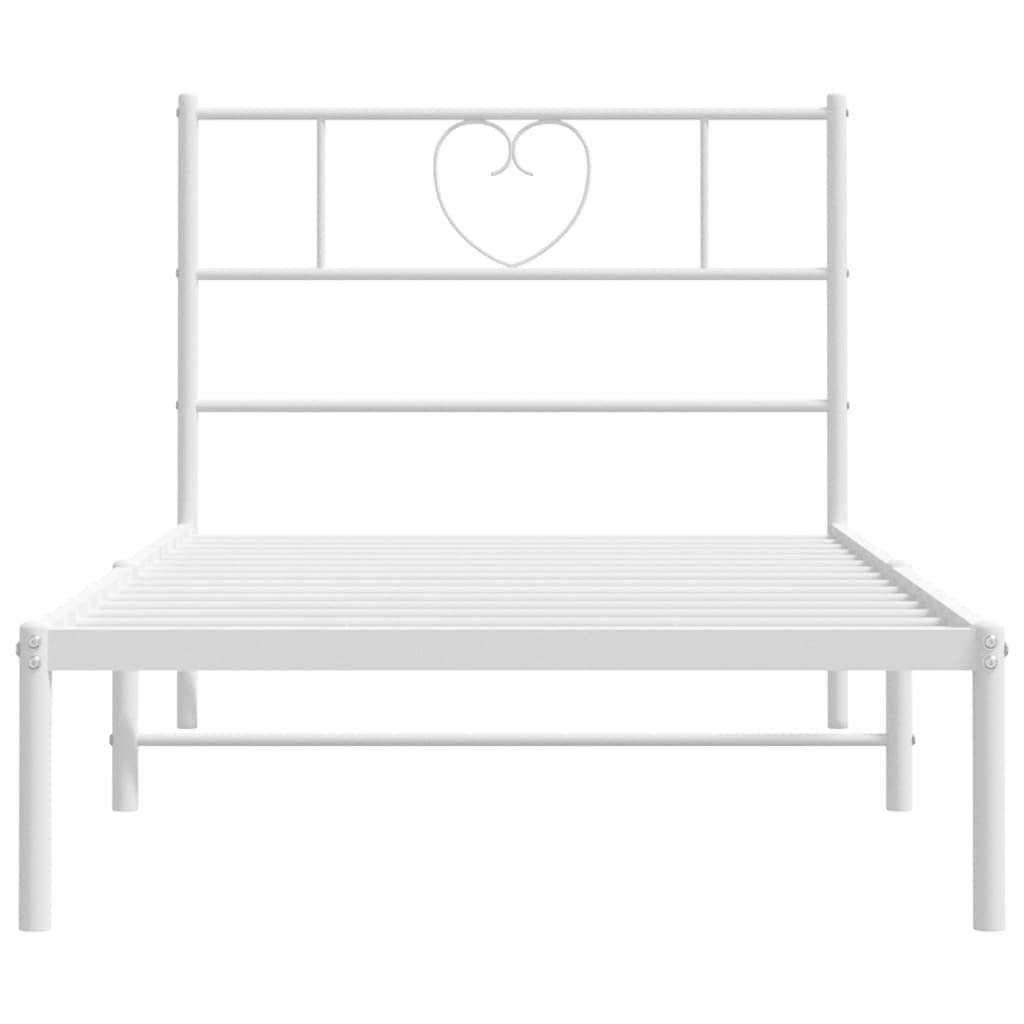 Metal Bed Frame without Mattress with Headboard White 39.4"x78.7"