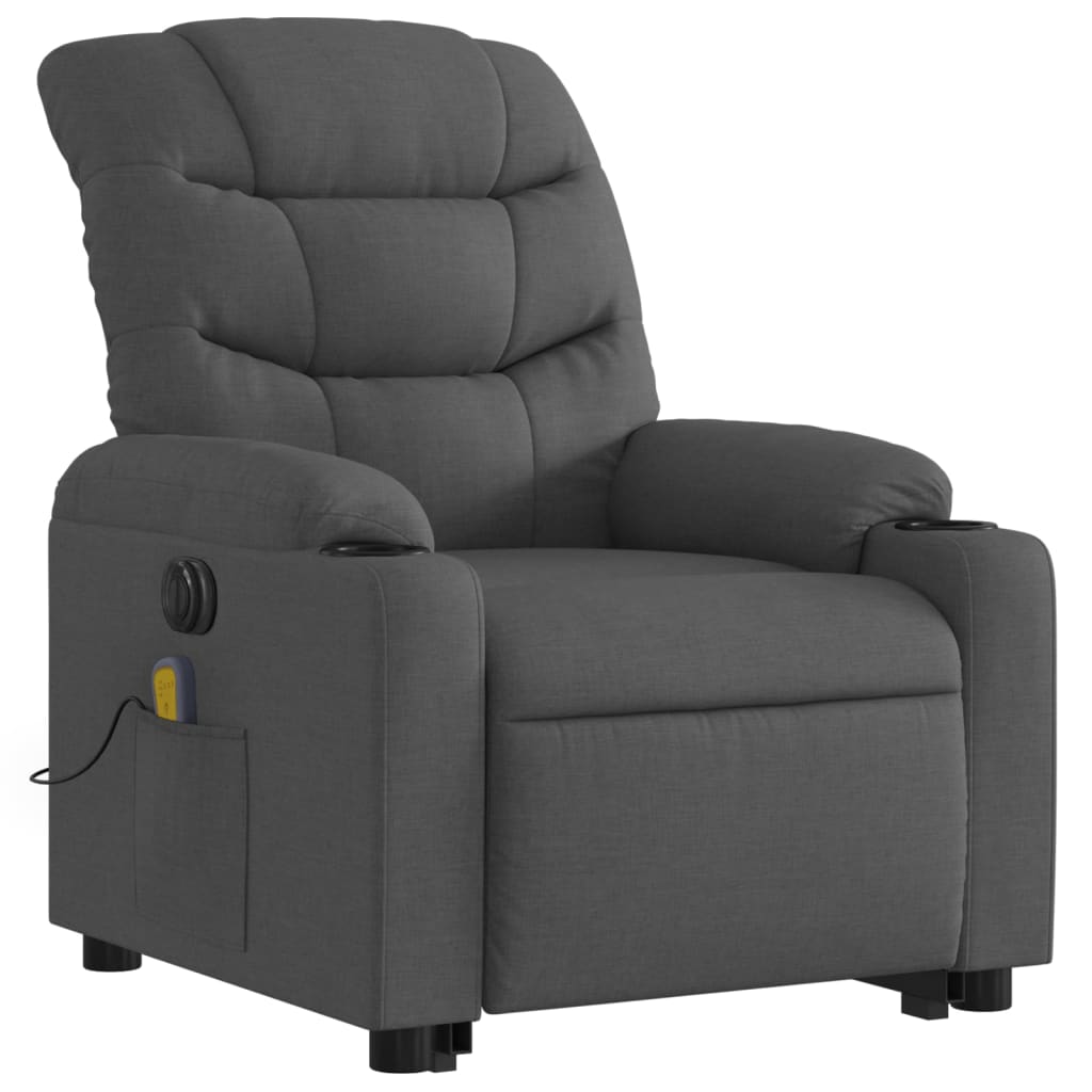 Electric Stand up Massage Recliner Chair Dark Gray Fabric