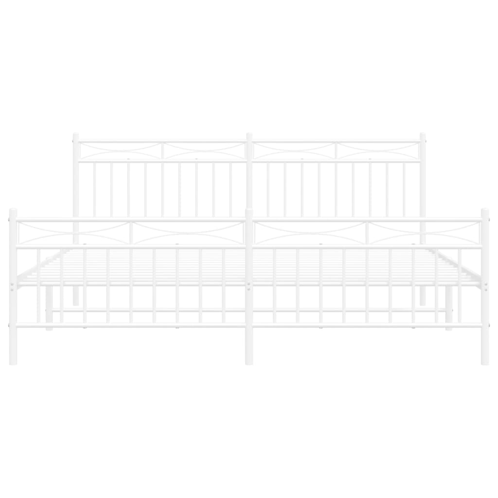 Metal Bed Frame without Mattress with Footboard White 72"x83.9"