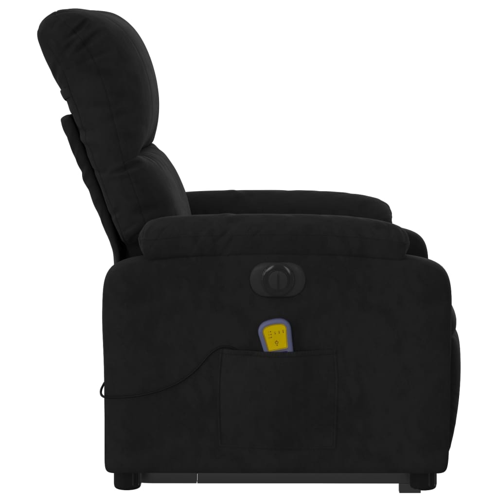 Electric Stand up Massage Recliner Chair Black Microfiber Fabric