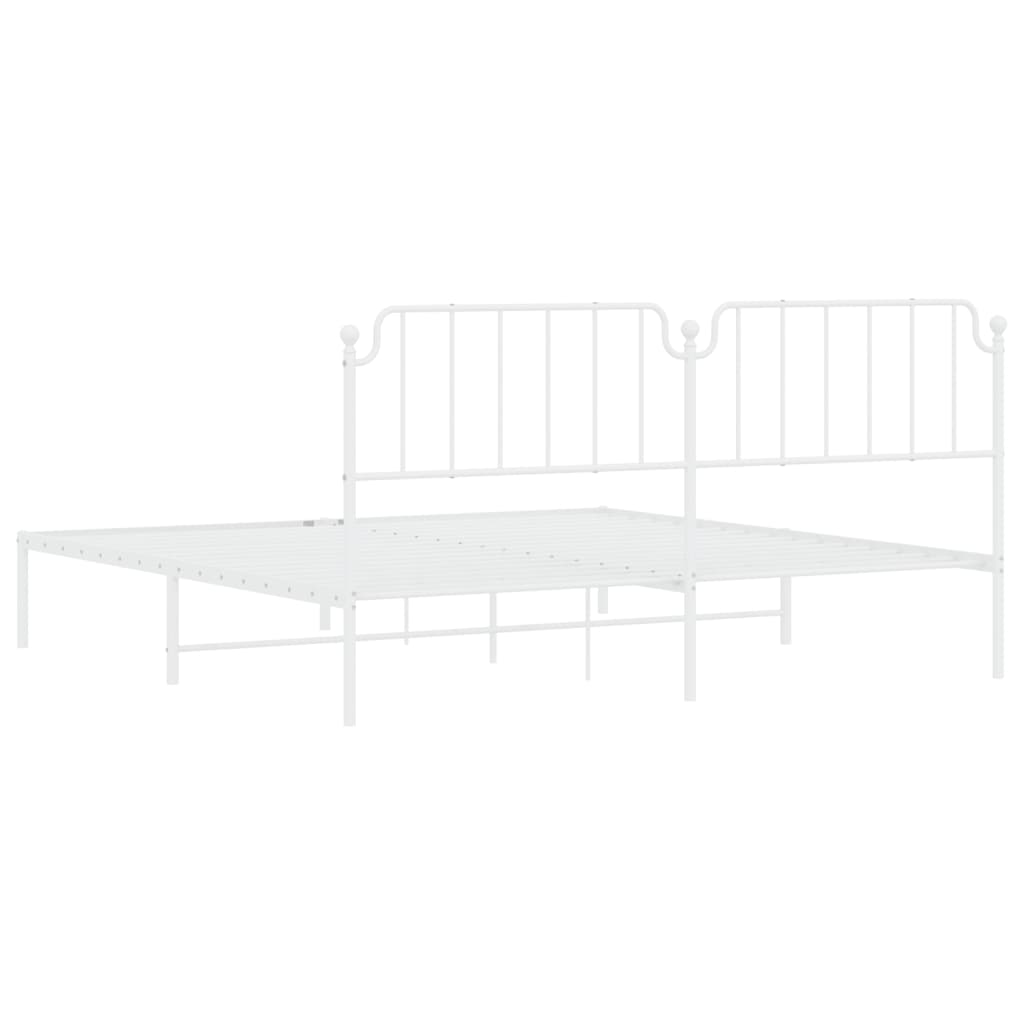 Metal Bed Frame without Mattress with Headboard White 76"x79.9"