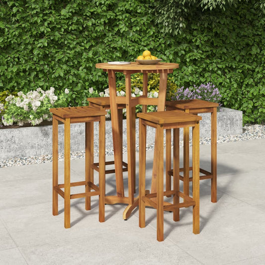 5 Piece Patio Bar Set Solid Wood Acacia